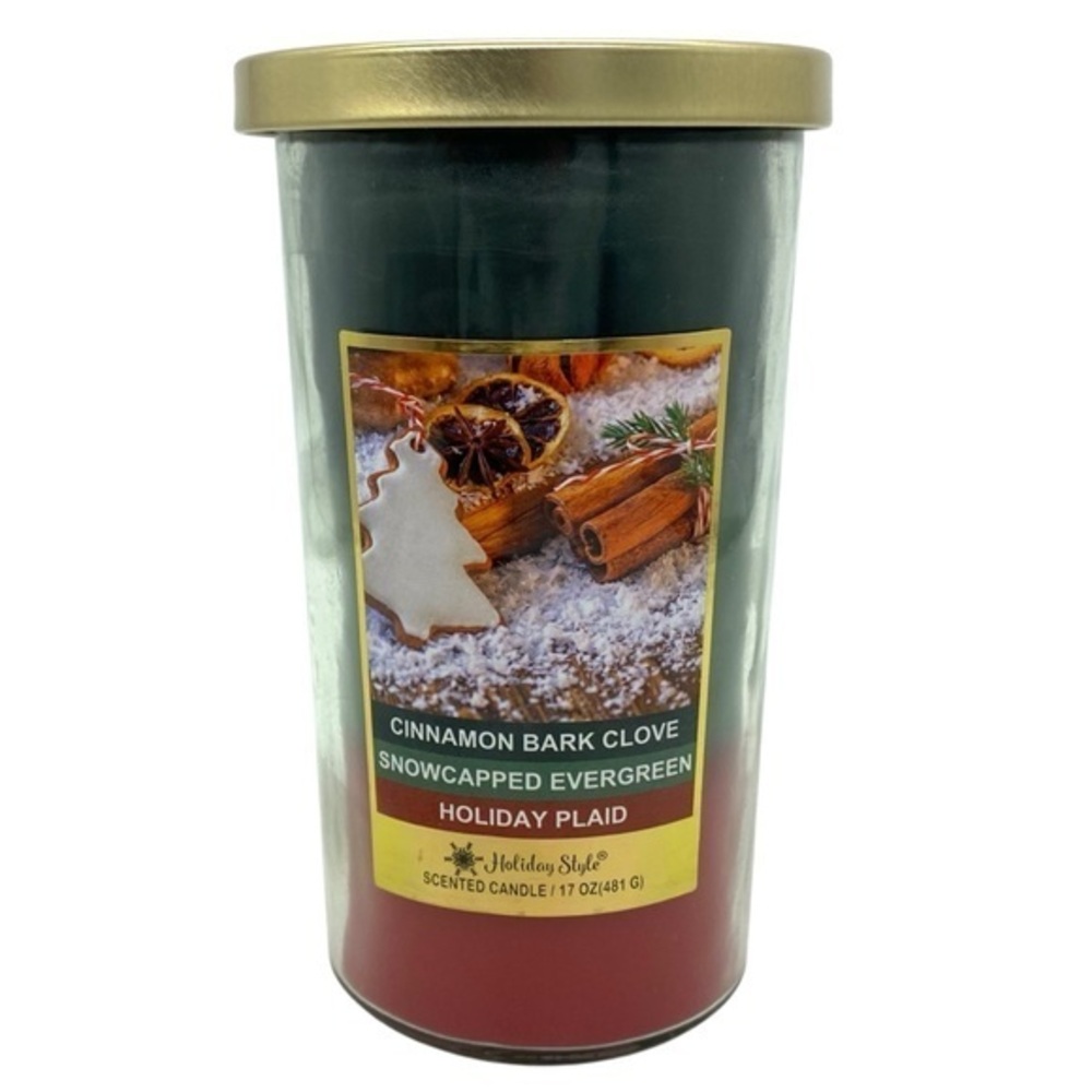 Cinnamon Evergreen Holiday Layered Scented Candle New